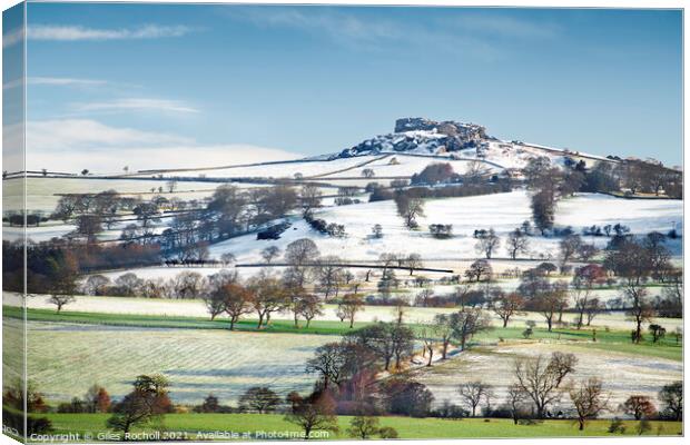 Snow Yorkshire Almscliffe Crag Canvas Print by Giles Rocholl