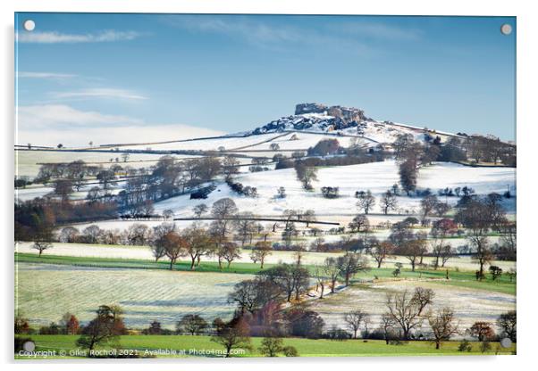 Snow Yorkshire Almscliffe Crag Acrylic by Giles Rocholl