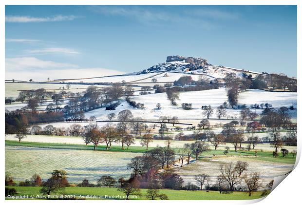 Snow Yorkshire Almscliffe Crag Print by Giles Rocholl