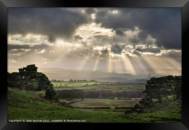 Yorkshire cloud burst Bingley Framed Print by Giles Rocholl