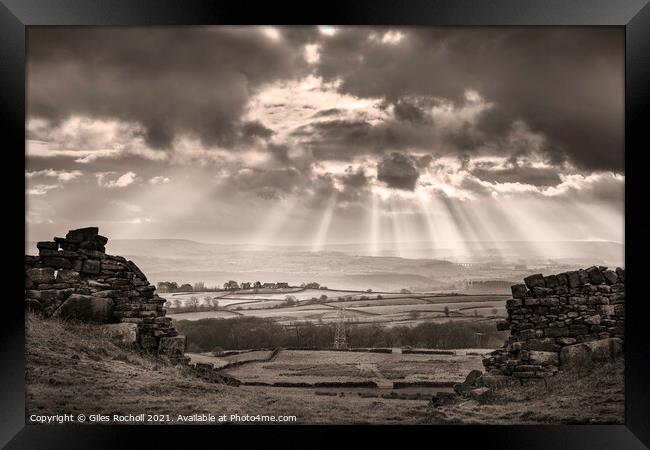 Yorkshire cloud burst Bingley Framed Print by Giles Rocholl