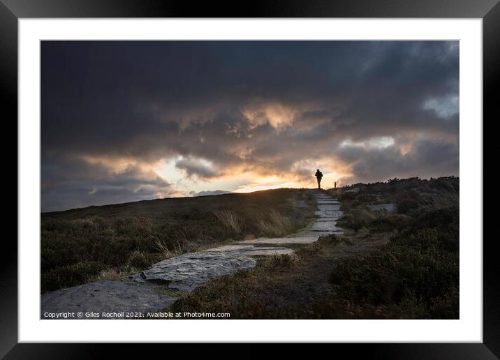 Yorkshire moors walker Framed Mounted Print by Giles Rocholl