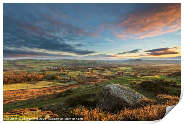 Yorkshire Dales Moors sunrise Print by Giles Rocholl
