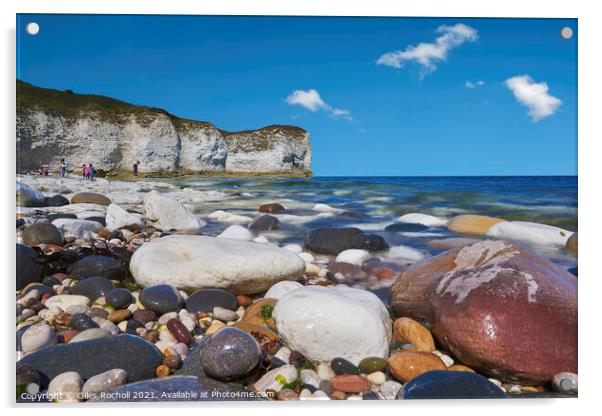 Yorkshire beach Flamborough Acrylic by Giles Rocholl