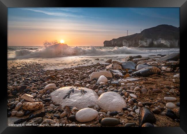 Yorkshire beach Flamborough Framed Print by Giles Rocholl