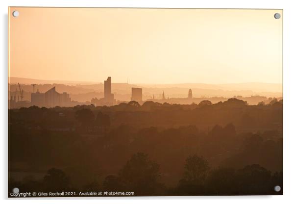 Leeds skyline Yorkshire Acrylic by Giles Rocholl