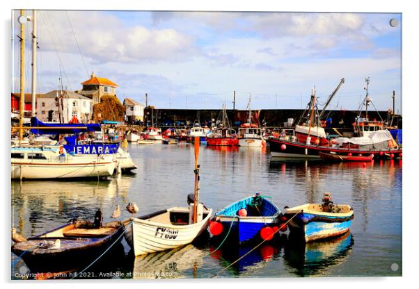 Cornish harbour. Acrylic by john hill