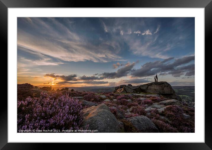Sunset Ilkley Moor heather Yorkshire Framed Mounted Print by Giles Rocholl