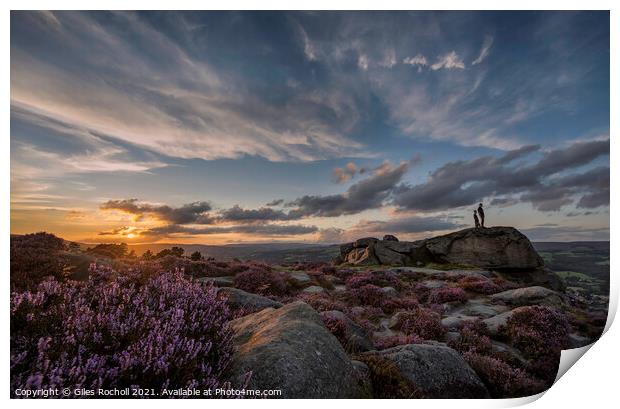 Sunset Ilkley Moor heather Yorkshire Print by Giles Rocholl