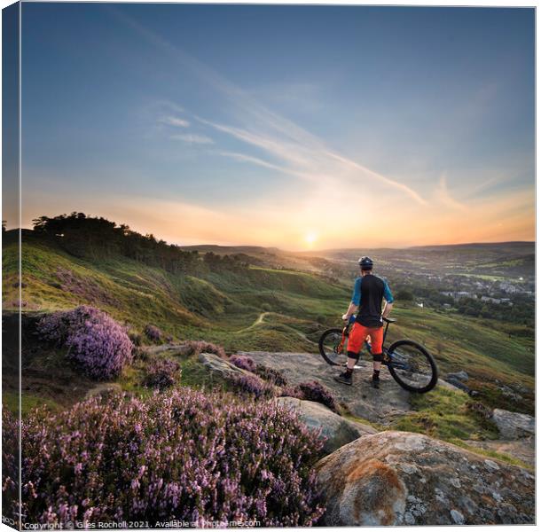 Ilkley Moor mountain bike Yorkshire Canvas Print by Giles Rocholl