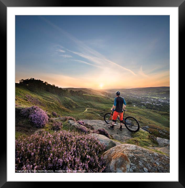 Ilkley Moor mountain bike Yorkshire Framed Mounted Print by Giles Rocholl