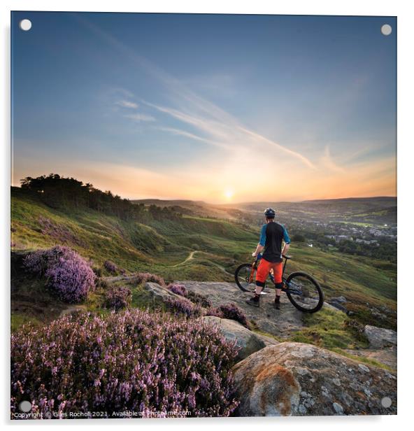 Ilkley Moor mountain bike Yorkshire Acrylic by Giles Rocholl