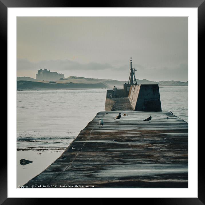 fishing off seahouses harbour Framed Mounted Print by mark Smith