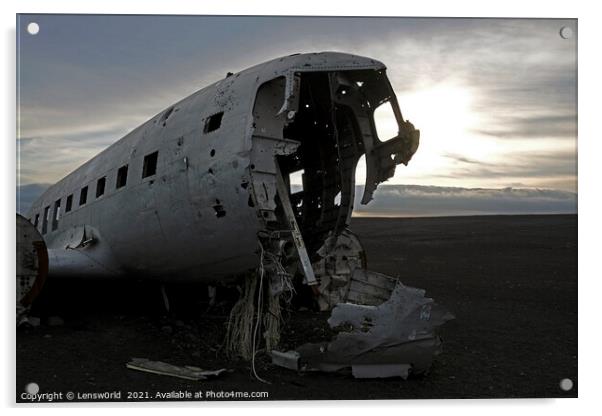 Abandoned plane wreck at Solheimasandur, Iceland Acrylic by Lensw0rld 