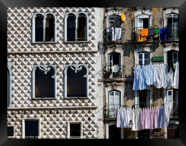 Vibrant Lisbon Neighborhood Framed Print by Dudley Wood