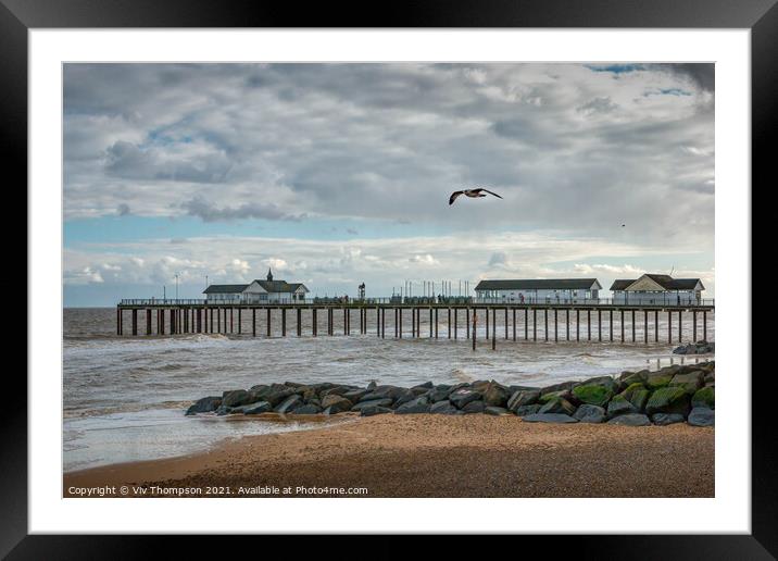 Southwold Beach and Pier Framed Mounted Print by Viv Thompson