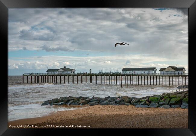 Southwold Beach and Pier Framed Print by Viv Thompson