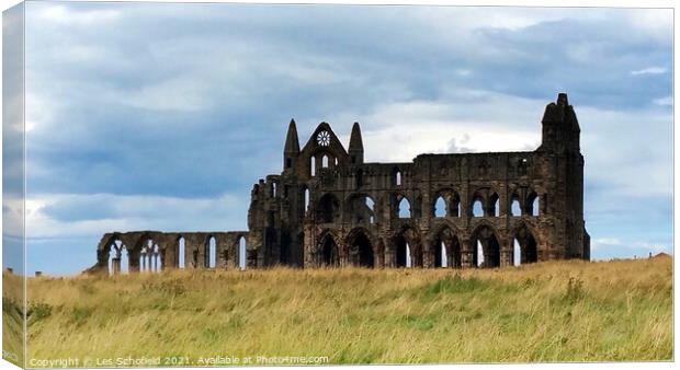 Whitby Abbey Yorkshire  Canvas Print by Les Schofield