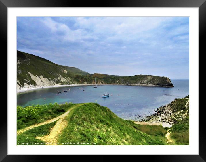 Lulworth Cove  Dorset Framed Mounted Print by Les Schofield