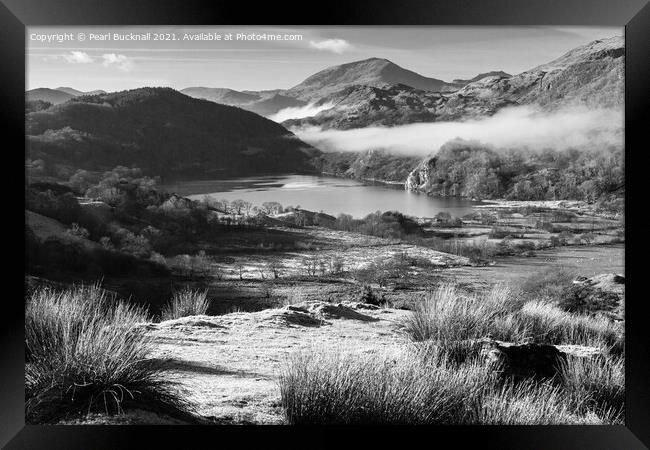 Nant Gwynant Valley Snowdonia Wales Monochrome Framed Print by Pearl Bucknall