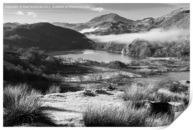 Nant Gwynant Valley Snowdonia Wales Monochrome Print by Pearl Bucknall