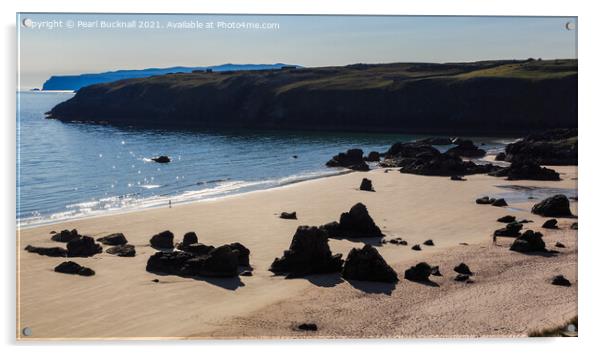 Sparkling Sea in Sango Bay Scotland Acrylic by Pearl Bucknall