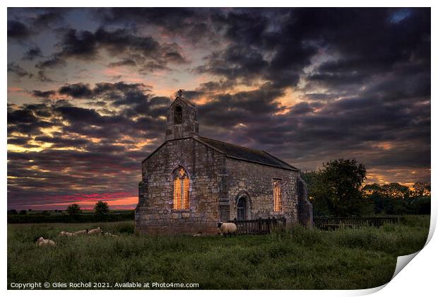 Sunrise St Marys Lead church Yorkshire Print by Giles Rocholl