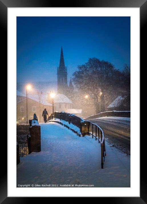 Snow Otley winter Yorkshire Framed Mounted Print by Giles Rocholl