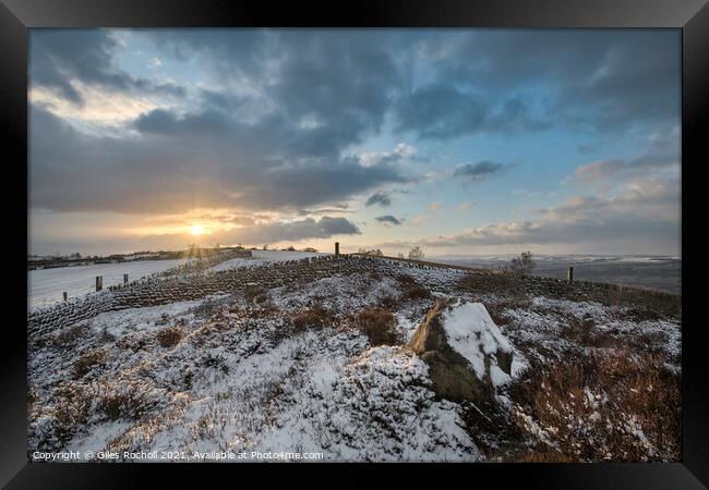 Snow Otley Chevin Yorkshire Framed Print by Giles Rocholl