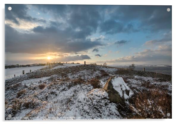 Snow Otley Chevin Yorkshire Acrylic by Giles Rocholl