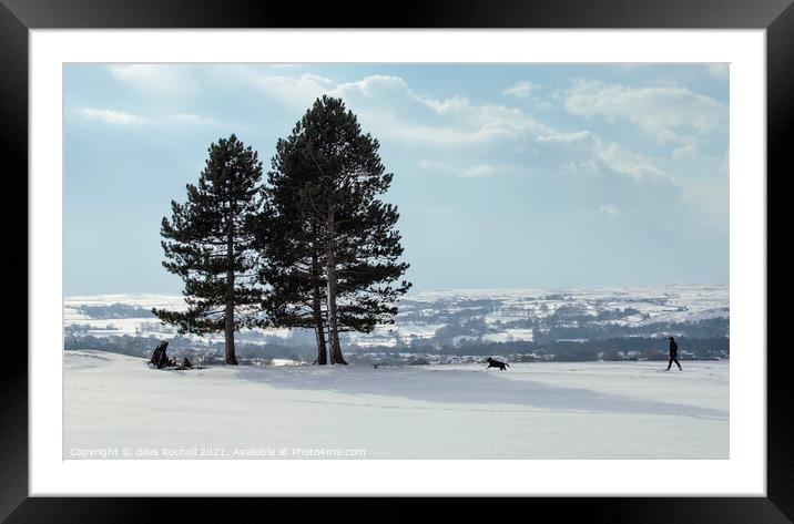 Snowy fields Yorkshire Framed Mounted Print by Giles Rocholl