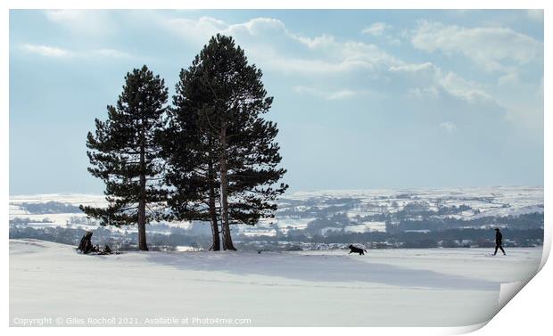 Snowy fields Yorkshire Print by Giles Rocholl