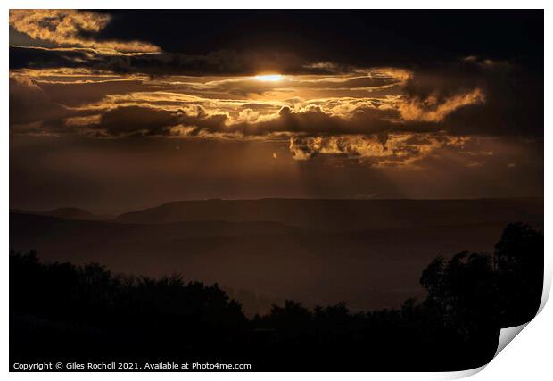 Yorkshire sunset Wharfedale Print by Giles Rocholl
