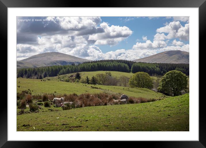 Rolling farmland at Ullswater Framed Mounted Print by Kevin White