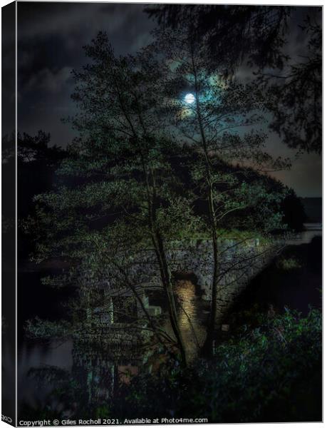Watermill at night Yorkshire Canvas Print by Giles Rocholl