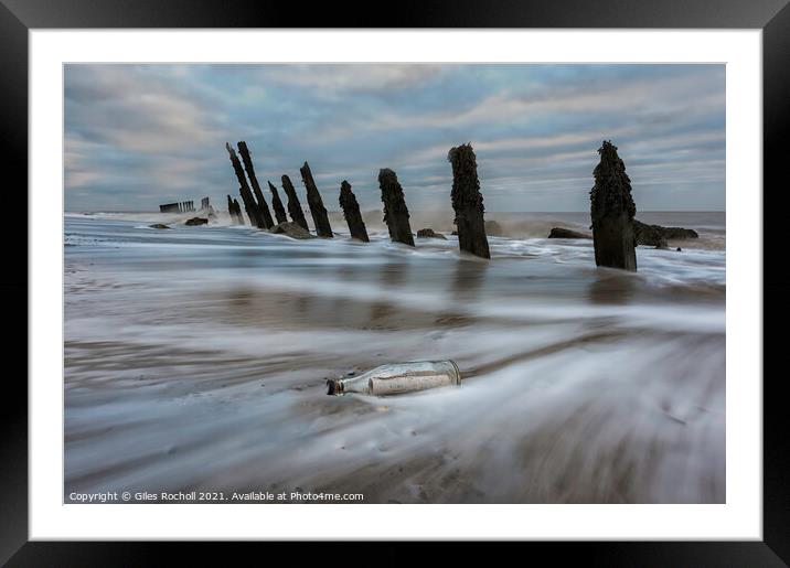 Message in a bottle Spurn Point Yorkshire Framed Mounted Print by Giles Rocholl