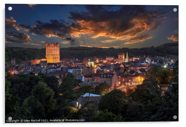 Richmond sunset Yorkshire Acrylic by Giles Rocholl