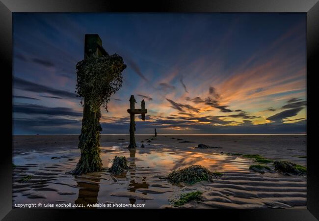 Spurn point sunset Yorkshire Framed Print by Giles Rocholl