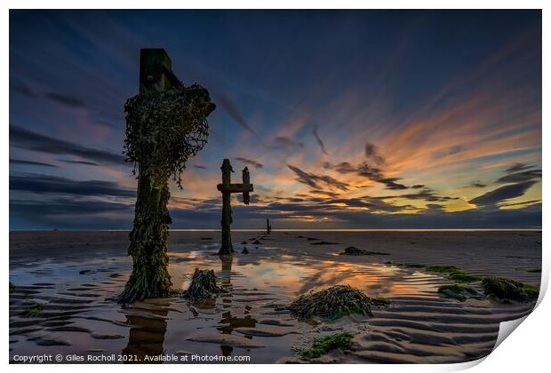 Spurn point sunset Yorkshire Print by Giles Rocholl