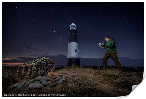 Spurn point lighthouse Yorkshire  Print by Giles Rocholl
