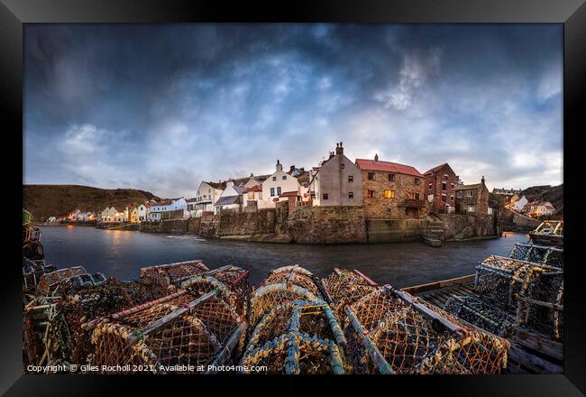 Staithes fishing village Yorkshire Framed Print by Giles Rocholl
