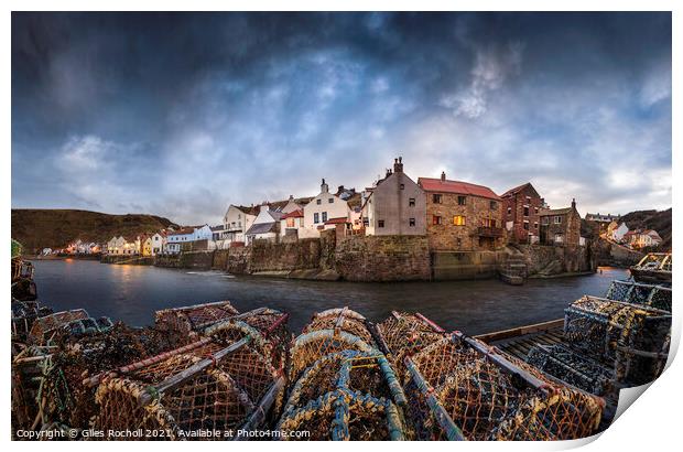 Staithes fishing village Yorkshire Print by Giles Rocholl