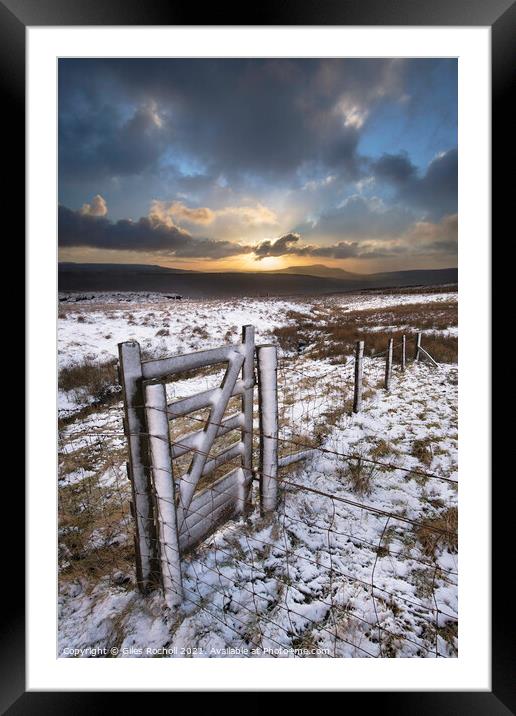 Snow Yorkshire moors Framed Mounted Print by Giles Rocholl