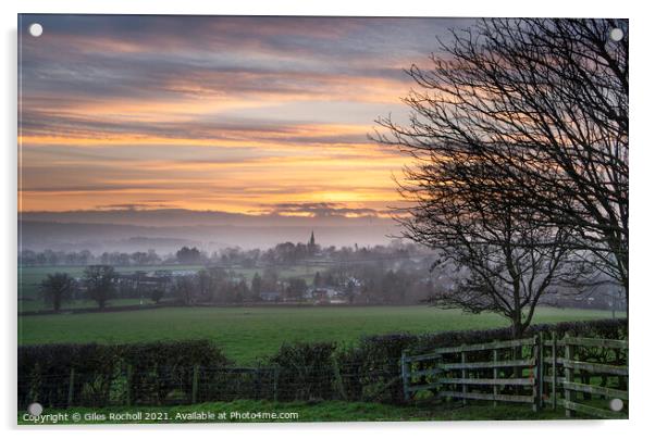 Weeton village Yorkshire Acrylic by Giles Rocholl