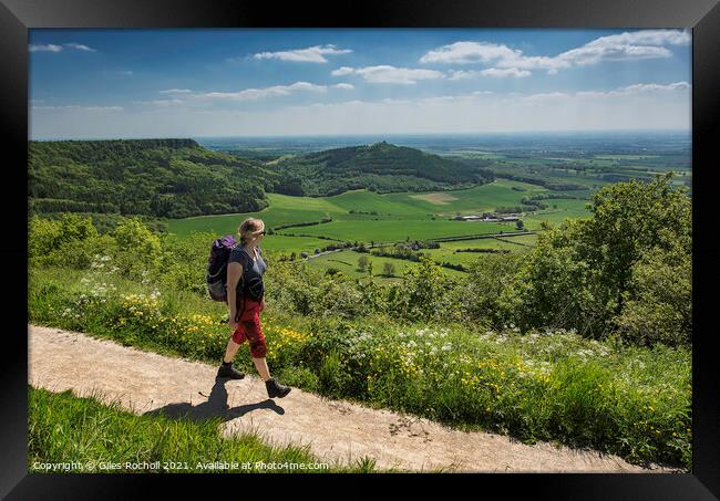 Sutton Bank Yorkshire walking. Framed Print by Giles Rocholl