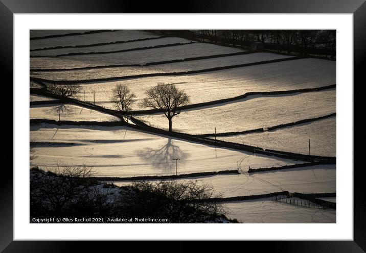 Snow Kettlewell Yorkshire Framed Mounted Print by Giles Rocholl