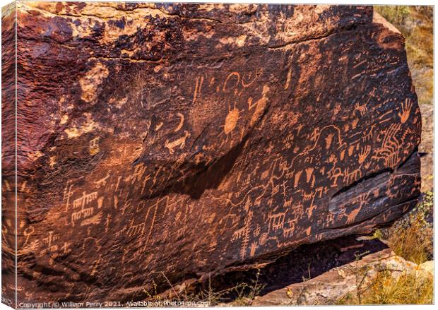 Indian Petroglyphs Newspaper Rock Petrified Forest National Park Canvas Print by William Perry