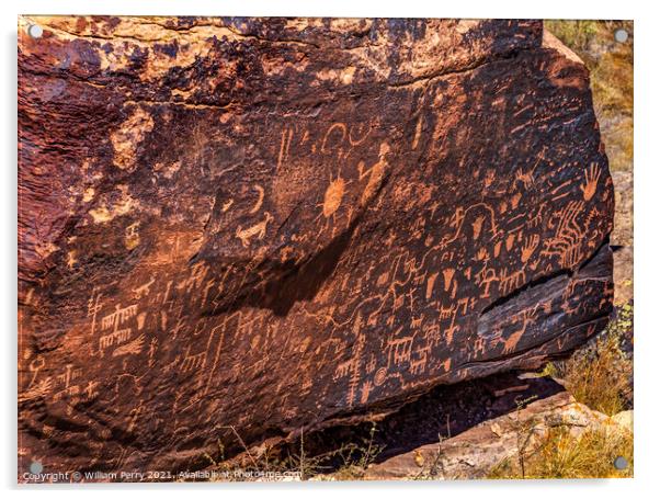 Indian Petroglyphs Newspaper Rock Petrified Forest National Park Acrylic by William Perry