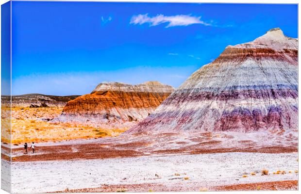 Hikers The Tepees Painted Desert Petrified Forest National Park  Canvas Print by William Perry