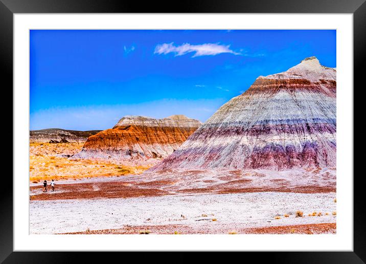 Hikers The Tepees Painted Desert Petrified Forest National Park  Framed Mounted Print by William Perry